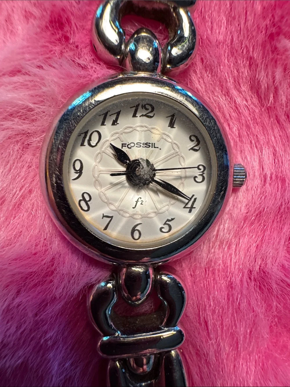 Vintage Fossil Silver Chain-Link Bracelet Watch
